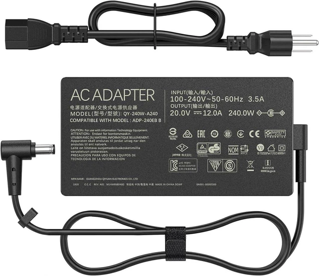Main image of 240W 20V 12A Laptop Charger AC Power Adapter Compatible with Asus ROG Zephyrus G14 G15 M16 G16 S15 S17, Flow X16, Strix Scar 15, TUF Gaming A15 A17 F15 F16 F17, Replace AD240-00E ADP-240EB B Gaming