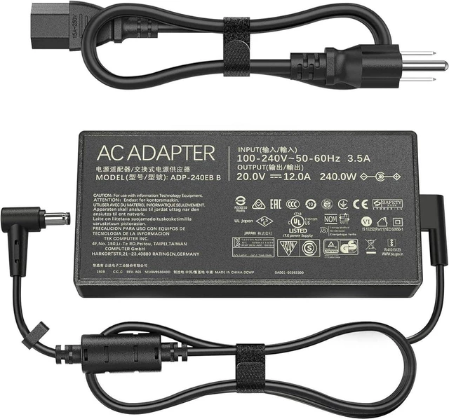 Main image of 240W 20V 12A Laptop Charger AC Power Supply Cord Compatible with Asus ROG Zephyrus G14 G15 M16 G16 S15 S17, Flow X16, Strix Scar 15, TUF Gaming A15 A17 F15 F16 F17, Replace AD240-00E ADP-240EB