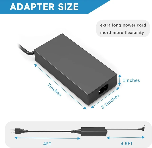Alt view image 6 of 7 - 240W 20V 12A Laptop Charger AC Power Supply Cord Compatible with Asus ROG Zephyrus G14 G15 M16 G16 S15 S17, Flow X16, Strix Scar 15, TUF Gaming A15 A17 F15 F16 F17, Replace AD240-00E ADP-240EB