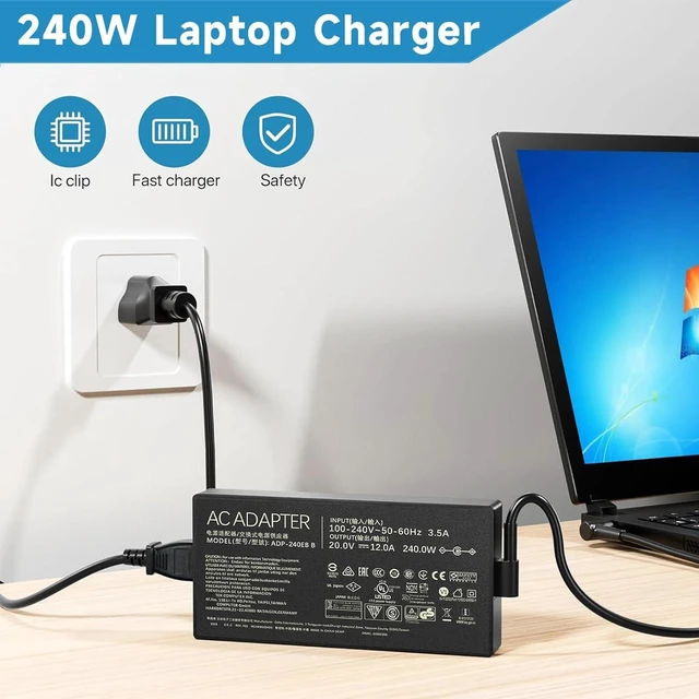 Alt view image 5 of 7 - 240W 20V 12A Laptop Charger AC Power Supply Cord Compatible with Asus ROG Zephyrus G14 G15 M16 G16 S15 S17, Flow X16, Strix Scar 15, TUF Gaming A15 A17 F15 F16 F17, Replace AD240-00E ADP-240EB