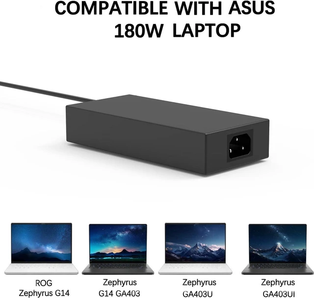 Alt view image 7 of 7 - 180W AC Laptop Charger Power Supply Adapter Compatible with ASUS ROG Zephyrus G14 2024 GA403 GA403U GA403UI GA403UV GA403UU V16 V3607, GA403UV-G14.R94060 GA403UI-G14.R94070, Replace A22-180P1A Gaming