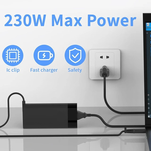 Alt view image 5 of 7 - 230W 19.5V 11.8A Laptop Charger 7.4*5.0mm Tip AC Power Supply Cord Adapter Compatible with HP Thunderbolt Dock 230W G2 2UK38AA, Zbook 15 17 G2, Omen X 2S 15, Z2 Mini G4, EliteBook 8770w, Replace 92514