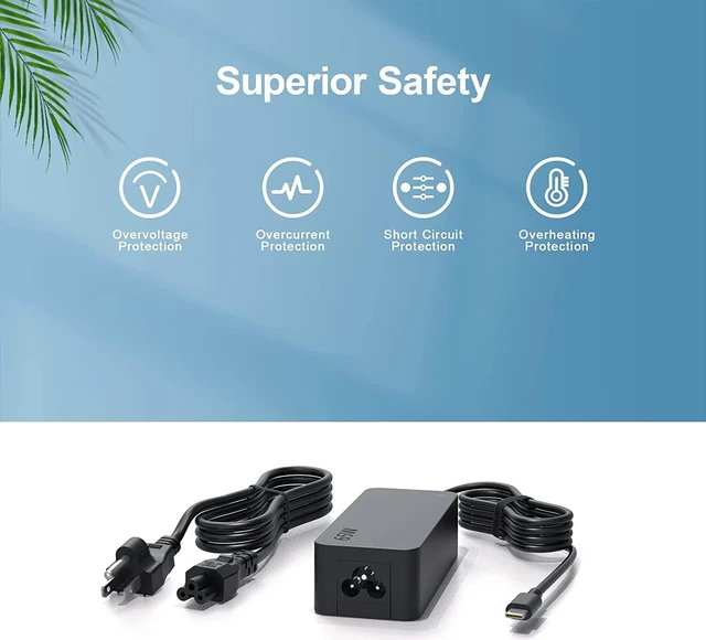 Alt view image 7 of 7 - 65W USB C Charger Laptop Power Supply Adapter Fit for LG Gram 17ZB90R-K.AAB6U1 .AAC7U1 .ADC8U1 R-G.AA75D,16U70R-K.AAS7U1,16MR70.ASDU1,15Z90RT-K.AAB7U1 .AAB8U1 .ADB9U1 P-N.APS3U1,14Z90N-N.APS7U1