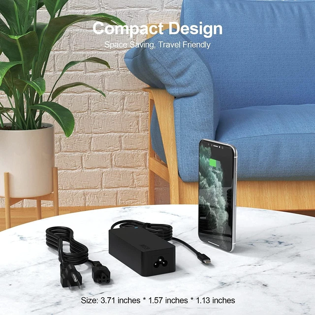 Alt view image 5 of 7 - 65W USB C Charger Laptop Power Supply Adapter Fit for LG Gram 17ZB90R-K.AAB6U1 .AAC7U1 .ADC8U1 R-G.AA75D,16U70R-K.AAS7U1,16MR70.ASDU1,15Z90RT-K.AAB7U1 .AAB8U1 .ADB9U1 P-N.APS3U1,14Z90N-N.APS7U1