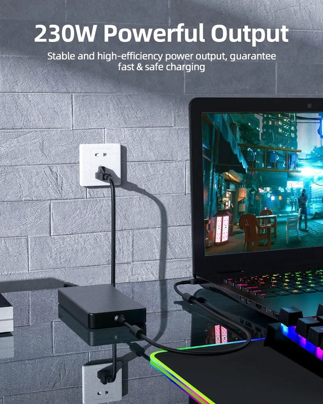 Alt view image 5 of 7 - UL Certified Safety 230W Ultra Thin AC Charger, Square Head Power Supply Adapter for Lenovo LOQ 15 16 Gaming Laptop 15IRH8 15AHP9 15APH8 15APH8D 15IRH8D 16IRH8 16IRH8D 16APH8 16APH8D 15IRX9