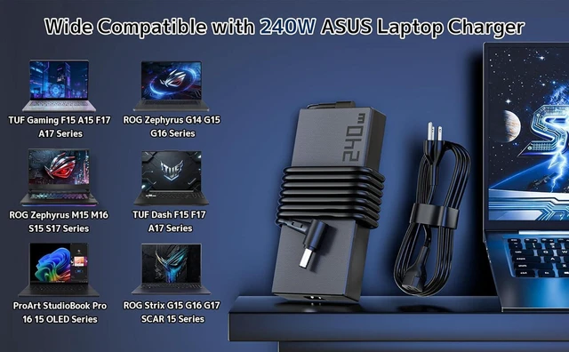 Alt view image 5 of 7 - 240W ADP-240EB B AC Laptop Charger Power Supply Adapter Compatible with ASUS Zephyrus G14 G16 M16 Duo 15, TUF Gaming F17 F15 A15 F16 A17, Vivobook Pro 16X, ROG Strix Scar 15 17 G15 G17, ProArt StudioB