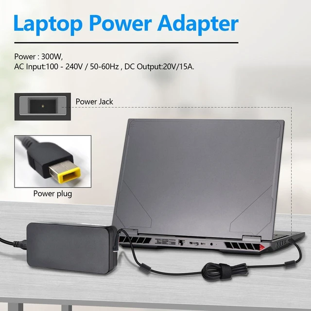 Alt view image 2 of 7 - 300W 20V 15A AC Adapter Laptop Charger for Lenovo Legion Pro 5 5i 7 7i ThinkPad R9000P R9000K Y9000K Y9000X R7000P 9000P 9000K, ADL300SDC3A Gaming Notebook Power Supply with Power Cord