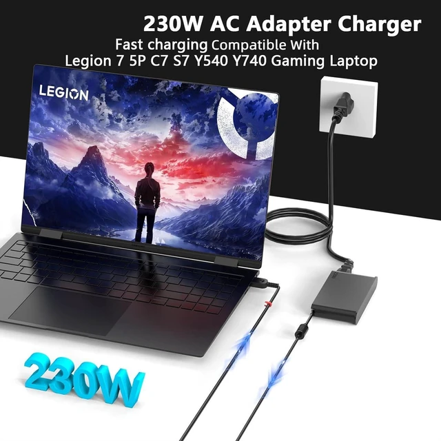 Alt view image 5 of 7 - 2026 Slim 230W 245W Laptop Charger for Lenovo Legion 5 7 Pro 5i 7i 5P C7 S7 16IAX10H 16IRX10 16IRX9 15IRX10 15IAX10 15AKP10 16IAX10, LOQ 15IRX10 17IRX10 15IRX9 Gaming Notebook AC Power Supply Adapter