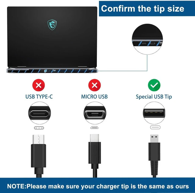 Alt view image 6 of 7 - 240W USB Tip AC Laptop Charger for MSI Stealth 17 A16 16 14 AI Studio Mercedes AMG 13th Gen, GP66 GP76 Leopard GE76 GE66 Raider WE76 Workstation CreatorPro Z17 Z16P Z16 X17 Notebook Power Supply Adapt