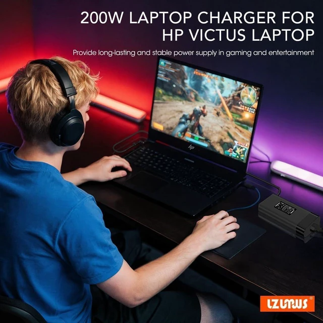 Alt view image 7 of 7 - 200W AC Laptop Charger 19.5V 10.3A Power Supply 4.5x3.0mm Blue Tip for HP Victus OMEN 16 Pavilion Gaming, ZBook Fury Studio, Envy ProBook Notebook Replacement Adapter