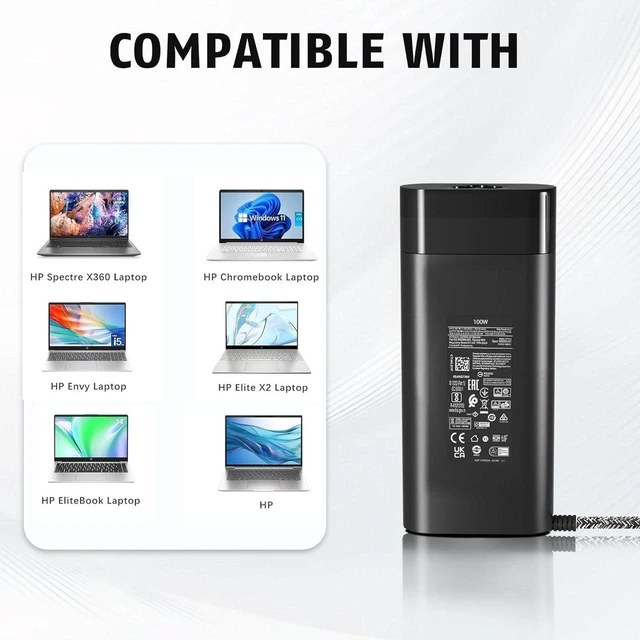 Alt view image 4 of 6 - 100W USB-C Fast Laptop Charger for HP Spectre Fold 17 x360 16-aa0047nr Pavilion Plus 14 14-ew1010nr ZBook Firefly 16 G11 G10 G9 Envy 17-cw1087nr 17-cw1000, TPN-LA31 N57041-001 N56858-001 USB Type-C