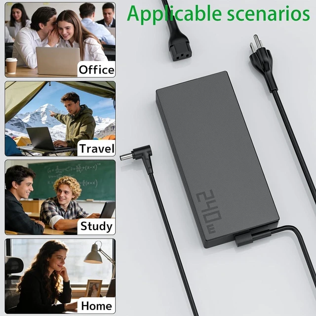 Alt view image 4 of 7 - 240W AC Laptop Charger Power Supply for ASUS ROG Strix Scar 17 II III, Vivobook Pro 15X 16X OLED, Zephyrus G14 G15 M16, TUF Dash A15 F15 A16 F17, Flow ZenBook Gaming Notebook, 6.0x3.7mm DC Connector