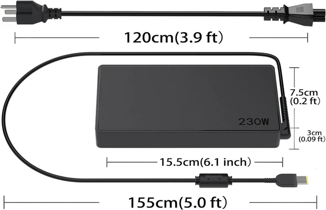 Alt view image 7 of 7 - 230W 20V 11.5A Slim Tip AC Laptop Charger Power Supply for Lenovo Legion 5 5i 7 7i 5P C7 S7 Y540 Y545 Y740 Y730 Y910 Y90, IdeaPad Y900 Y900-17ISK Gaming Notebook Replacement Adapter with Cord