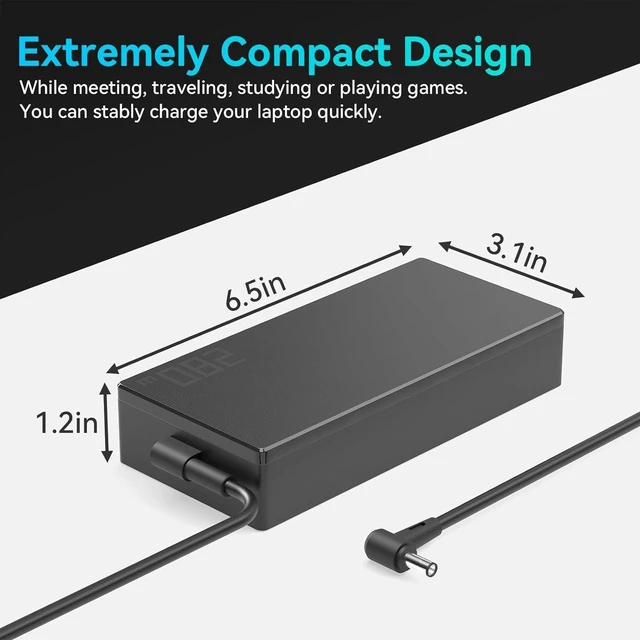 Alt view image 2 of 6 - 280W AC Laptop Charger Power Supply for ASUS ROG Strix G18 G814 G17 G713 G16 G614 G15 G513, Scar 15 17 G733 G732 G533 G532, TUF A16, Flow X16 GV601, ProArt W730, Zephyrus Duo 15 16 S17, Scar III G731