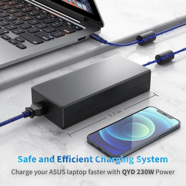 Alt view image 6 of 7 - 230W 19.5V 11.8A AC Laptop Charger Power Supply for ASUS ROG Zephyrus S17 GX701GXR GX701GWR GX701GVR, GX531GW GX531GX, M15 GU502L GU502LW, ZenBook Pro Duo UX581GV Notebook Adapter with Cord