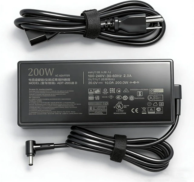 Alt view image 4 of 6 - 200W 10A AC Charger A21-200P2B for MSI Katana 15 A15 A17 B12VGK B12VFK B12VEK B13VEK B13VFK B13VGK, Bravo 15 17 C7V C7VE C7VF, Creator Pro M16 Gaming Notebook Power Supply Cord