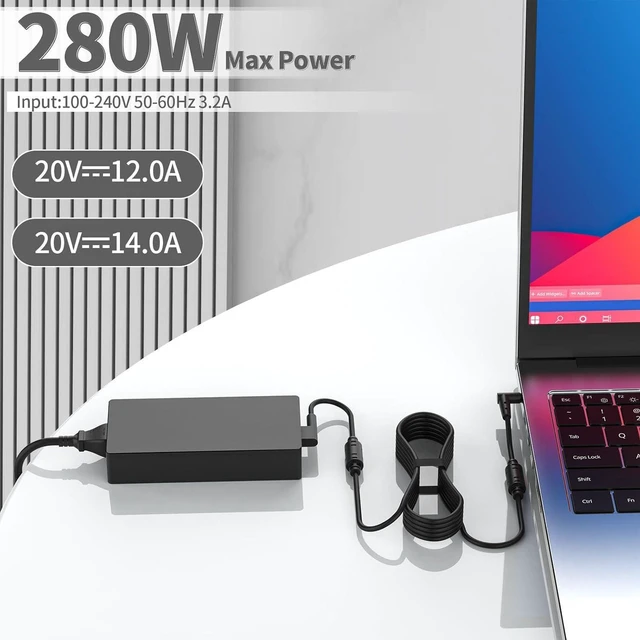 Alt view image 5 of 7 - 280W 20V 14A AC Laptop Charger Compatible with ASUS ROG Strix G18 G17 G16 G15 G531 G532 G533 G732L G731G GL704 G733C, Zephyrus G14 G15 G16 M15 M16 S15 S17, ADP-280EB B Notebook Power Supply Cord