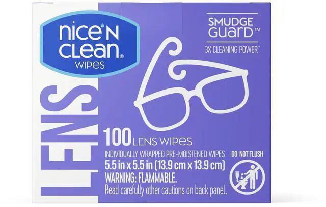 Main image of Nice 'N Clean Smudgeguard Glasses Cleaning Wipes, Pre-Moistened Lens Wipes (100)