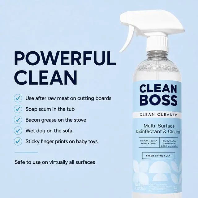 Alt view image 3 of 7 - CleanBoss Multi-Surface Botanical Disinfectant, Fresh Thyme, 24 fl oz