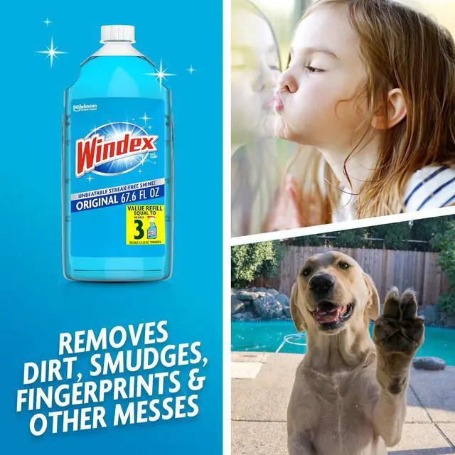 Alt view image 2 of 6 - Windex Glass, Window, and Mirror Cleaner Refill, Original Blue, 67.6 fl oz