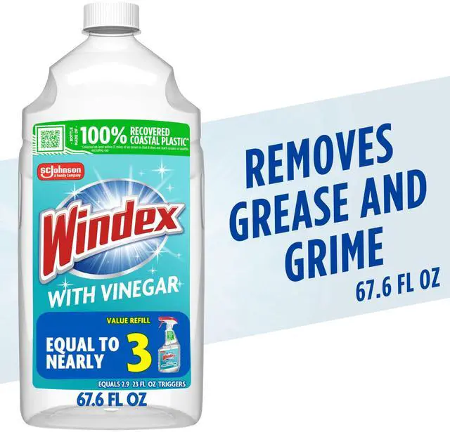 Main image of Windex® with Vinegar Glass Window Cleaner, Refill Bottle, 67.6 fl oz