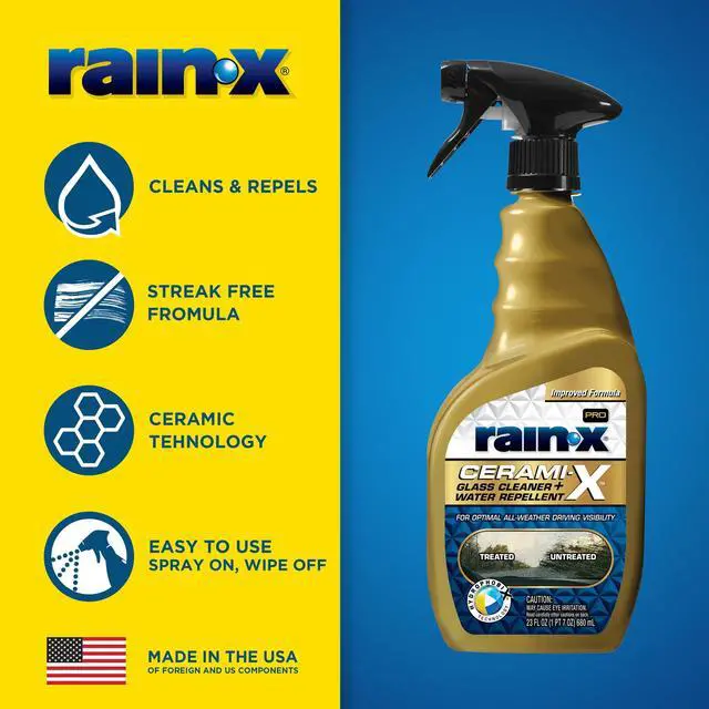 Alt view image 4 of 7 - Rain-x® Cerami-x Glass Cleaner + Water Repellent, 23 .oz - Improved Haze-Free Formula - 630177SRP