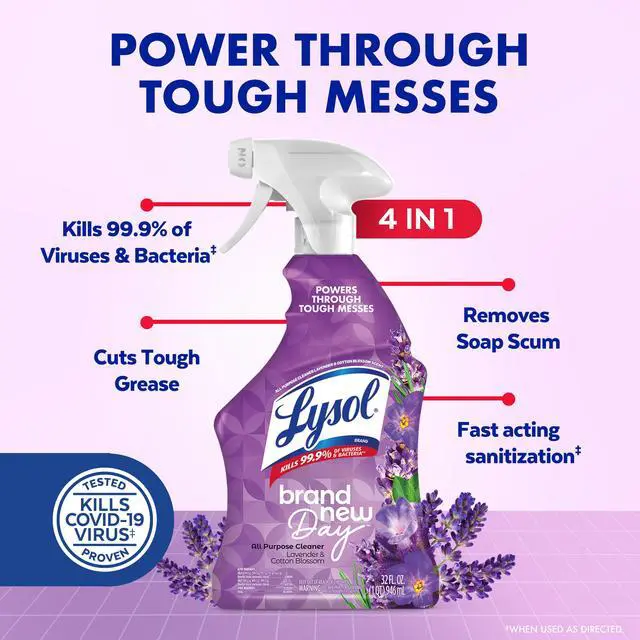 Alt view image 7 of 7 - Lysol® All-Purpose Cleaner, Sanitizing and Disinfecting Spray, Lavender & Cotton Blossom, 32 fl oz
