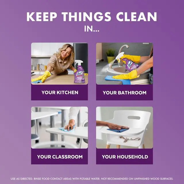 Alt view image 6 of 7 - Lysol® All-Purpose Cleaner, Sanitizing and Disinfecting Spray, Lavender & Cotton Blossom, 32 fl oz