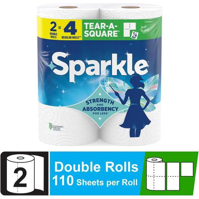 Alt view image 3 of 6 - Sparkle Tear-A-Square Paper Towels, 2 Double Rolls, 110 Sheets per Roll