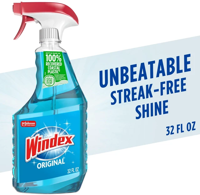 Main image of Windex Glass, Window, and Mirror Cleaner, Original Blue, Spray Bottle, 32 fl oz.