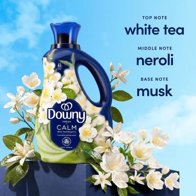 Alt view image 3 of 7 - Downy Calm Liquid Fabric Softener, White Tea and Bergamot scent, 26 fl oz, 39 Loads