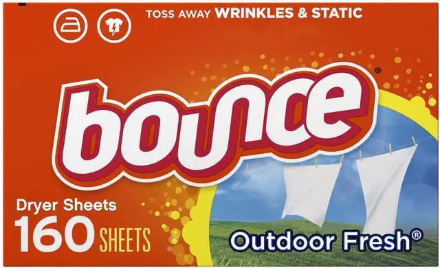 Main image of Bounce Dryer Sheets, 160 Sheets, Outdoor Fresh Scent Fabric Softener Sheets