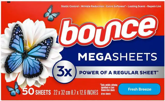 Main image of Bounce Mega Dryer Sheets, Fresh Breeze, 50 Count