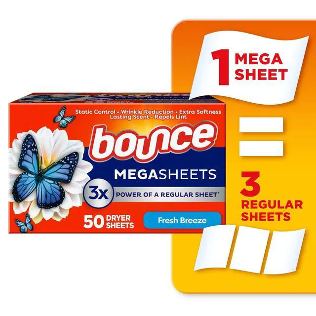 Alt view image 4 of 7 - Bounce Mega Dryer Sheets, Fresh Breeze, 50 Count
