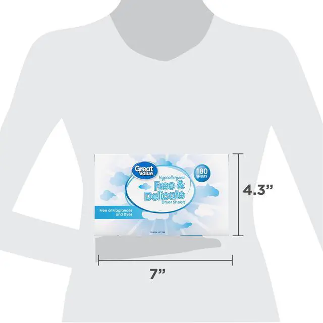 Alt view image 4 of 7 - Great Value Free & Delicate Hypoallergenic Dryer Sheets, 180 Count