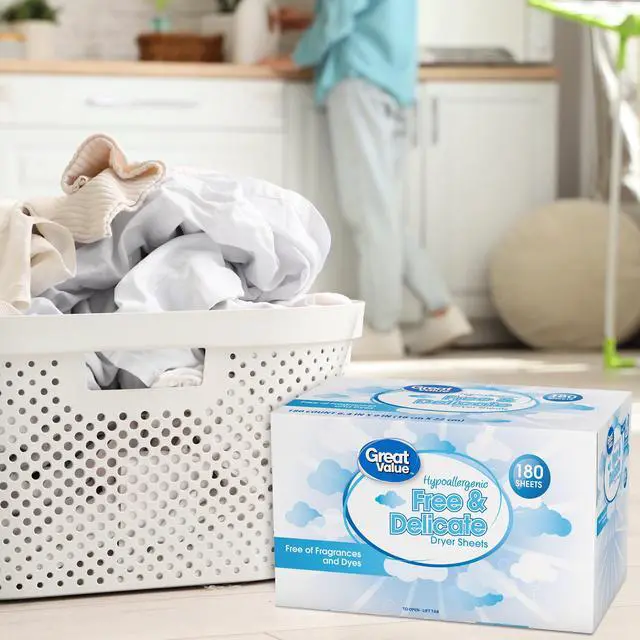 Alt view image 7 of 7 - Great Value Free & Delicate Hypoallergenic Dryer Sheets, 180 Count