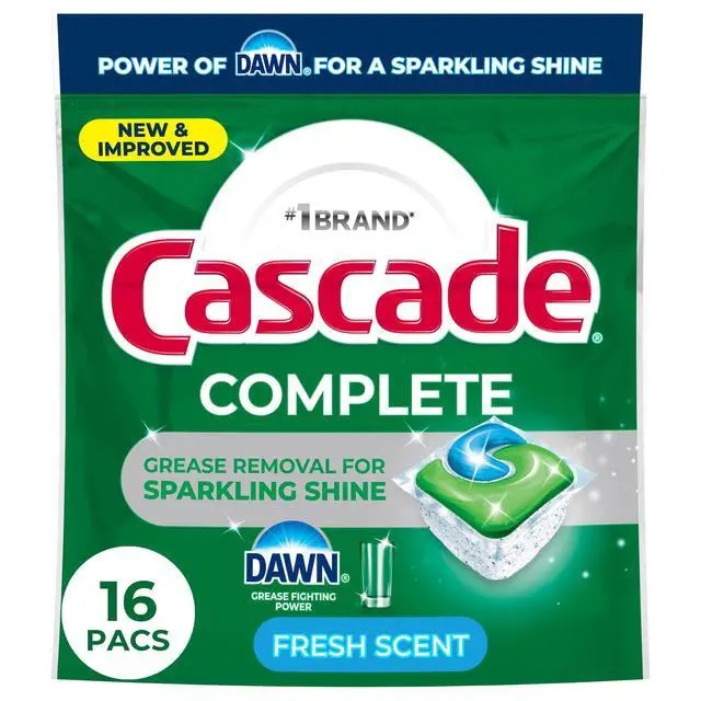 Main image of Cascade Complete Action Pacs, Dishwasher Detergent, Fresh, 16 Count