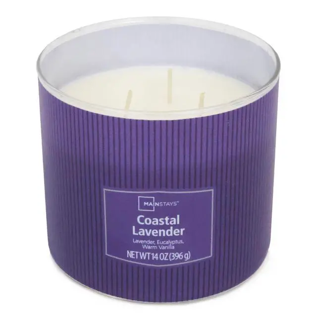 Alt view image 6 of 6 - Mainstays Coastal Lavender 3-Wick Decorative Wrap Candle, 14 oz