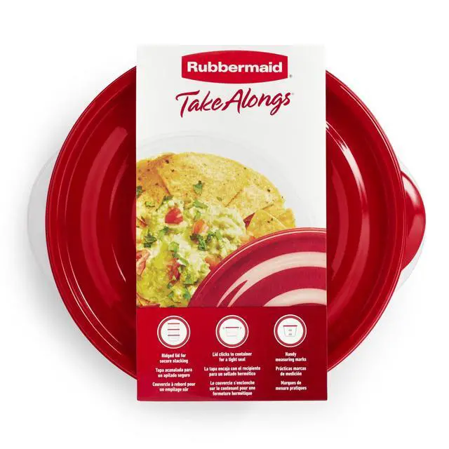 Alt view image 3 of 4 - Rubbermaid TakeAlongs 6.2 Cup Serving Bowl Food Storage Containers, Set of 3, Red