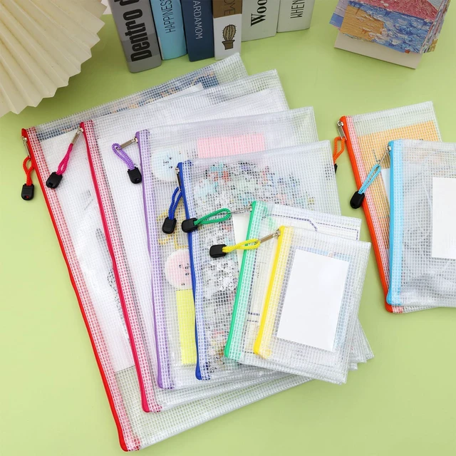 Alt view image 3 of 7 - EOOUT 8pcs Mesh Zipper Pouch, 8 Sizes Waterproof Plastic Bags, 8 Colors for Travel Storage Office Appliances
