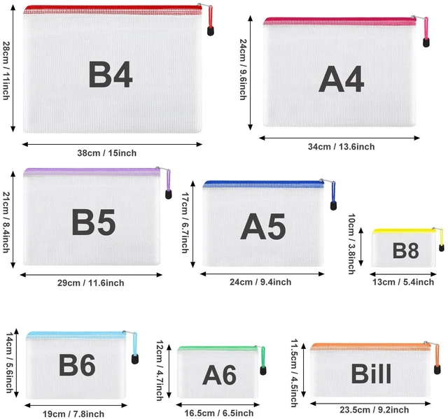 Alt view image 4 of 7 - EOOUT 8pcs Mesh Zipper Pouch, 8 Sizes Waterproof Plastic Bags, 8 Colors for Travel Storage Office Appliances