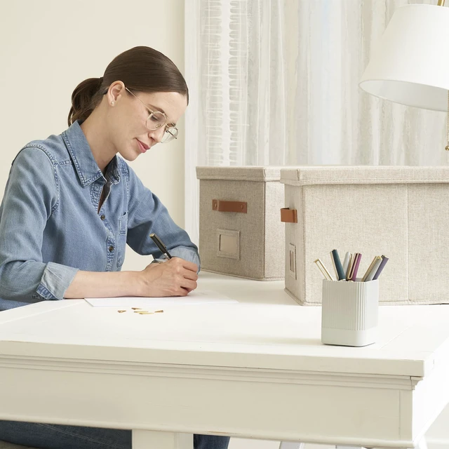 Alt view image 4 of 5 - KIBAGA Aesthetic Concrete Pen Holder for Desk - Modern Pencil Holder & Cup