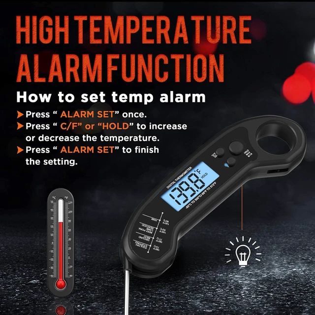 Alt view image 5 of 7 - Digital Instant Read Meat Thermometer, Waterproof for Grill, Cooking, BBQ, Turkey, Candy, Liquids, Beef