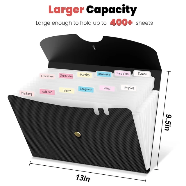 Alt view image 2 of 7 - Sooez 13 Pocket Accordion File Organizer, Expanding File Folders, Letter/A4