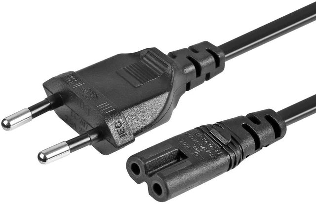 Main image of EU 2-Slot Power Cord Euro Plug to IEC320 C7 Figure 8 Non-Polarized 2 Prong 6FT for TV, PS3, PS4, Computers, Printers