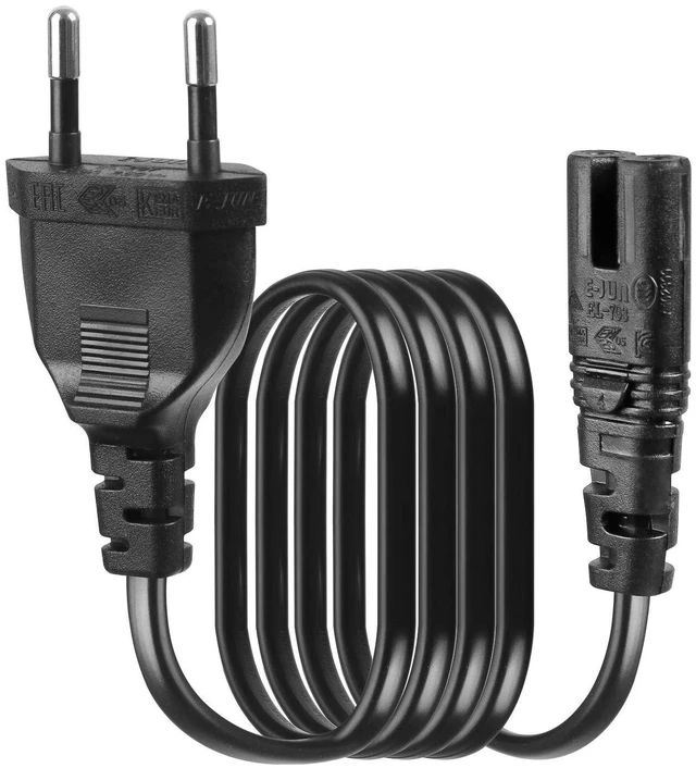 Alt view image 6 of 6 - EU 2-Slot Power Cord Euro Plug to IEC320 C7 Figure 8 Non-Polarized 2 Prong 6FT for TV, PS3, PS4, Computers, Printers