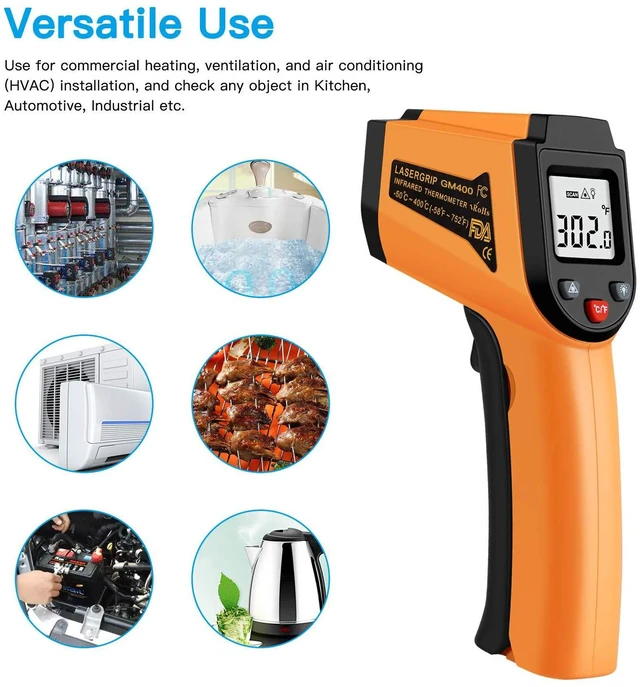 Alt view image 3 of 6 - Digital Laser Infrared Thermometer Gun, -50C to 400C (-58F to 752F), Kitchen