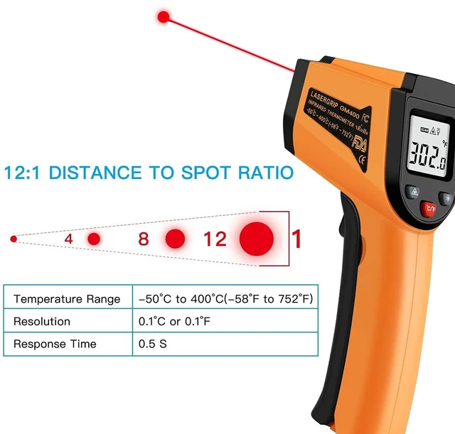 Alt view image 4 of 6 - Digital Laser Infrared Thermometer Gun, -50C to 400C (-58F to 752F), Kitchen