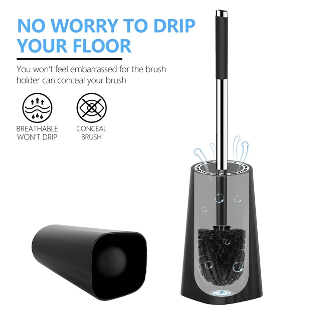 Alt view image 4 of 6 - SetSail Toilet Brush with Holder, Compact Size, Stainless Steel Handle, Durable Scrubbing Bristles, Splash-Proof