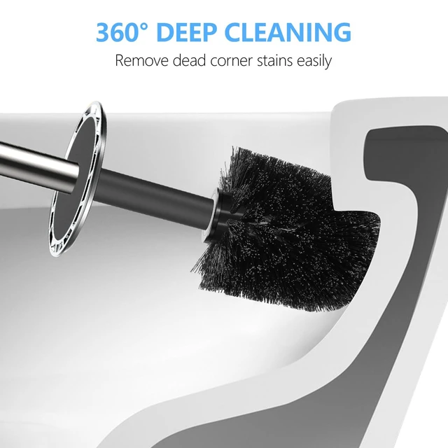 Alt view image 5 of 6 - SetSail Toilet Brush with Holder, Compact Size, Stainless Steel Handle, Durable Scrubbing Bristles, Splash-Proof